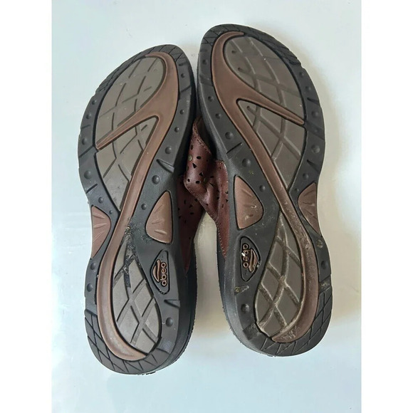 Abeo Abbie Women's Sandals Size 8 Brown Leather Stud Laser Cut Thong Flip Flops - Picture 7 of 7